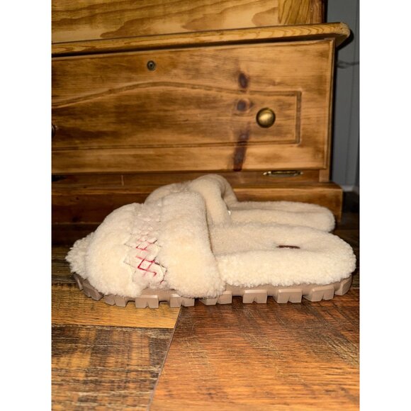 NWOT Cozetta UGG Braid Natural Cream Sheepskin Slip On Slippers Slides Size 12 - Picture 3 of 15